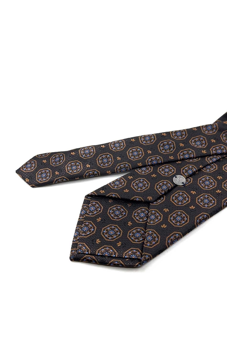 Kahverengi Motif Desen Mendilli Klasik Kravat KK13950