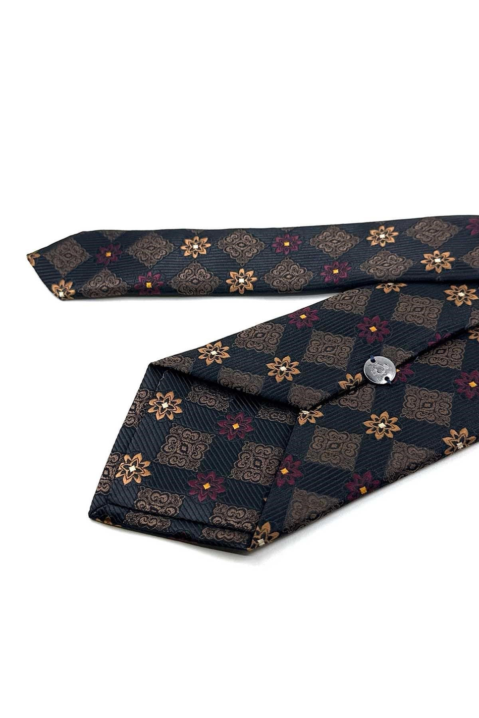 Kahverengi Motif Desen Mendilli Klasik Kravat KK13942