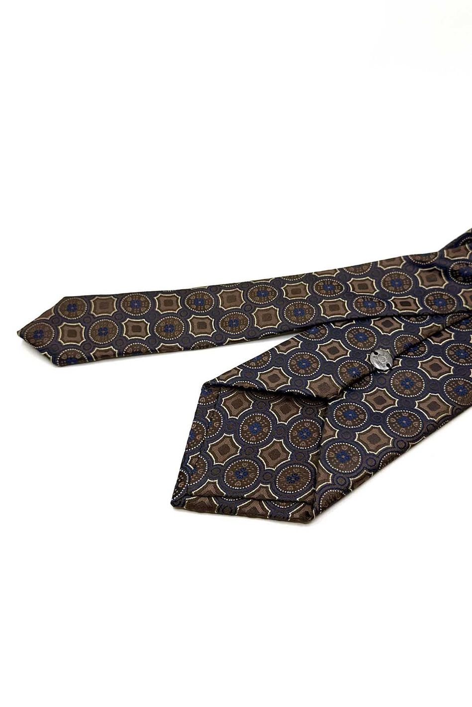 Kahverengi Motif Desen Mendilli Klasik Kravat KK12951