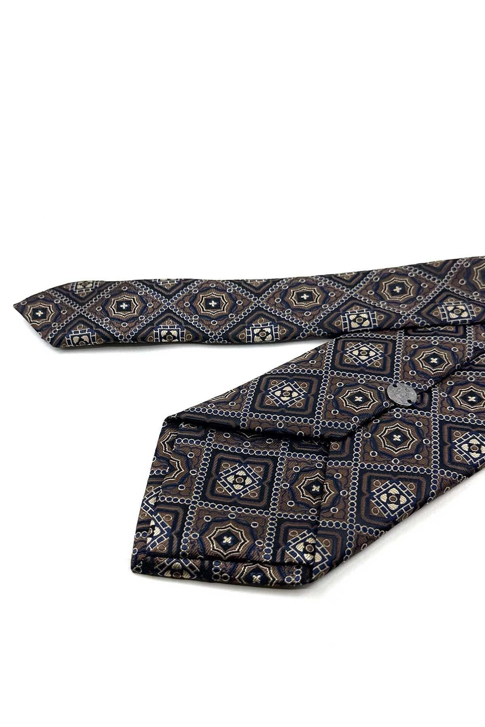 Kahverengi Motif Desen Mendilli Klasik Kravat KK13957