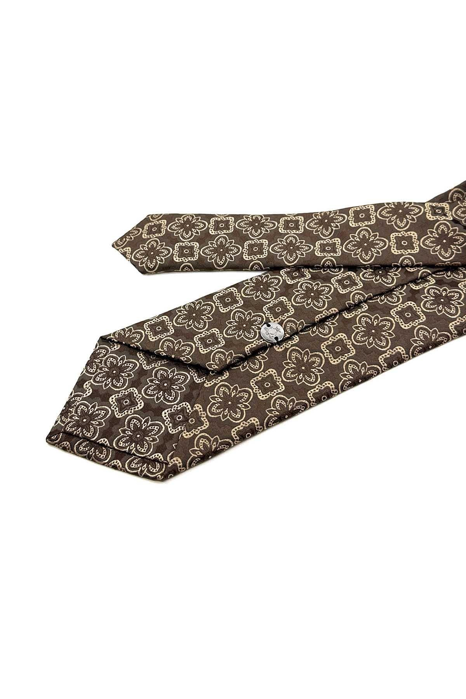 Kahverengi Motif Desen Mendilli Klasik Kravat KK12374