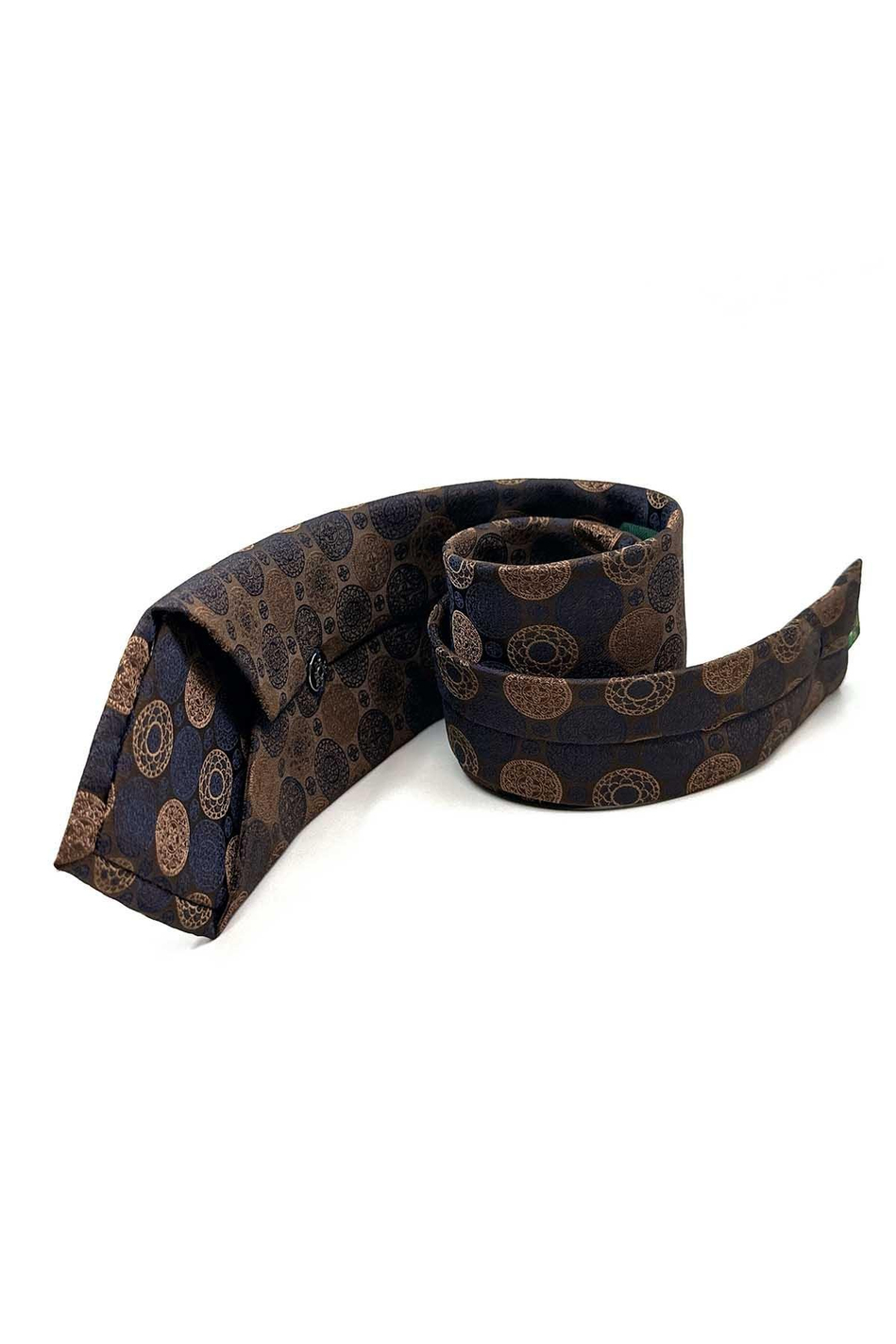 Kahverengi Motif Desen Mendilli Klasik Kravat KK12992