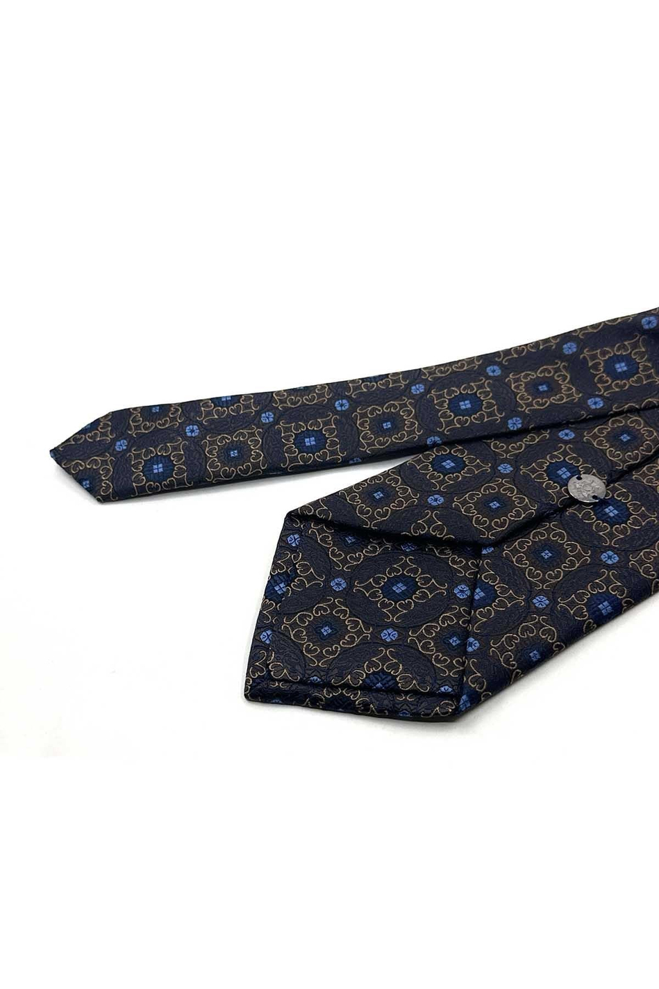 Kahverengi Motif Desen Mendilli Klasik Kravat KK13757