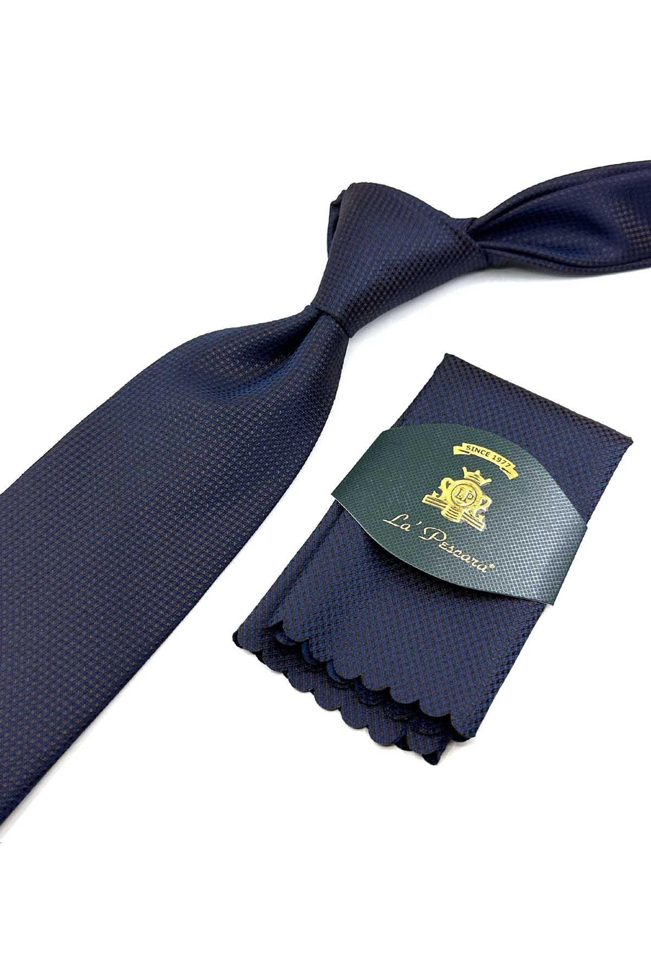 Kahverengi Nokta Desen Mendilli Klasik Kravat KK12683