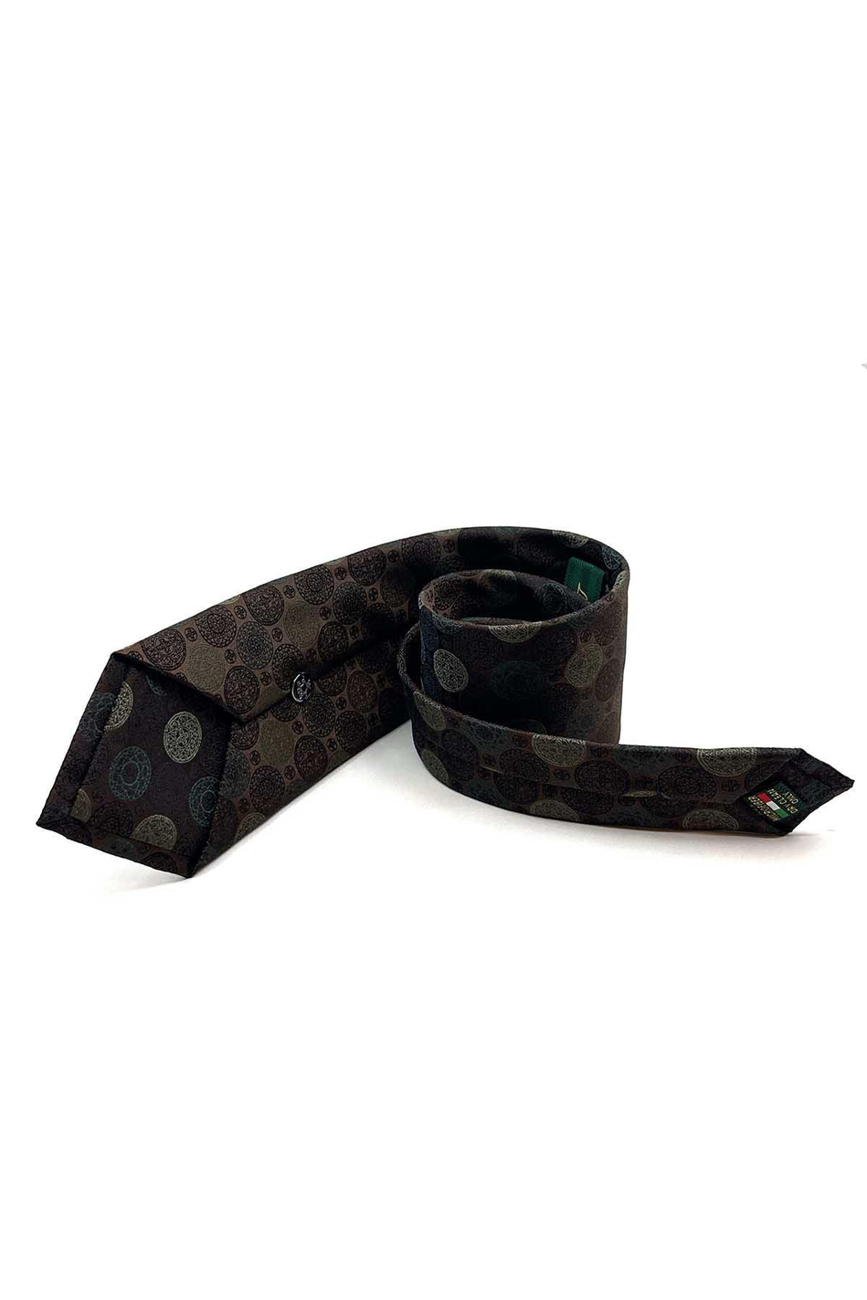 Kahverengi Puantiye Desen Mendilli Klasik Kravat KK12996