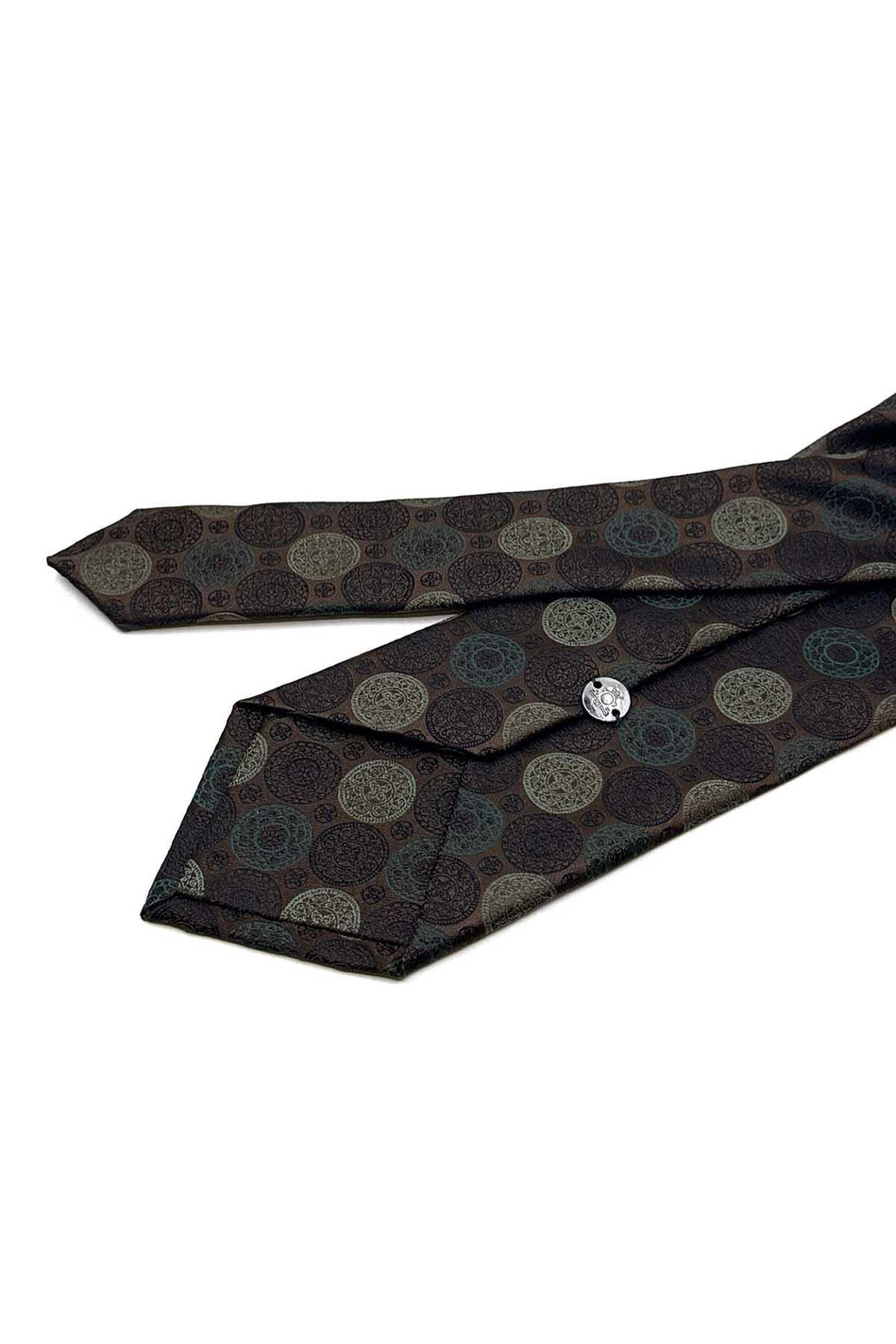 Kahverengi Puantiye Desen Mendilli Klasik Kravat KK12996