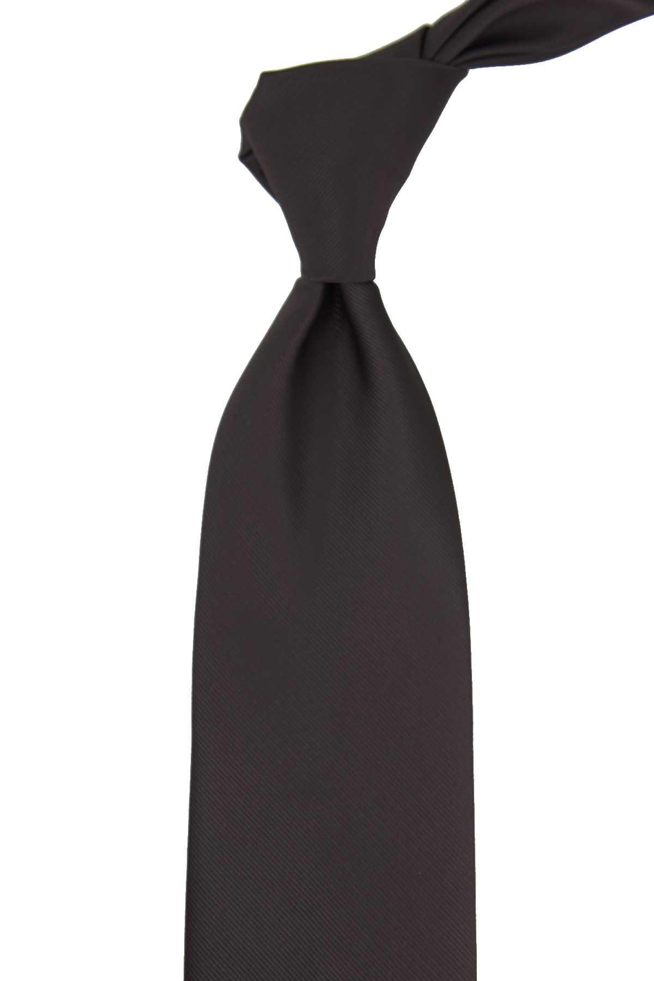 Kahverengi Reps Dokulu Düz Mendilli Klasik Kravat KK13177