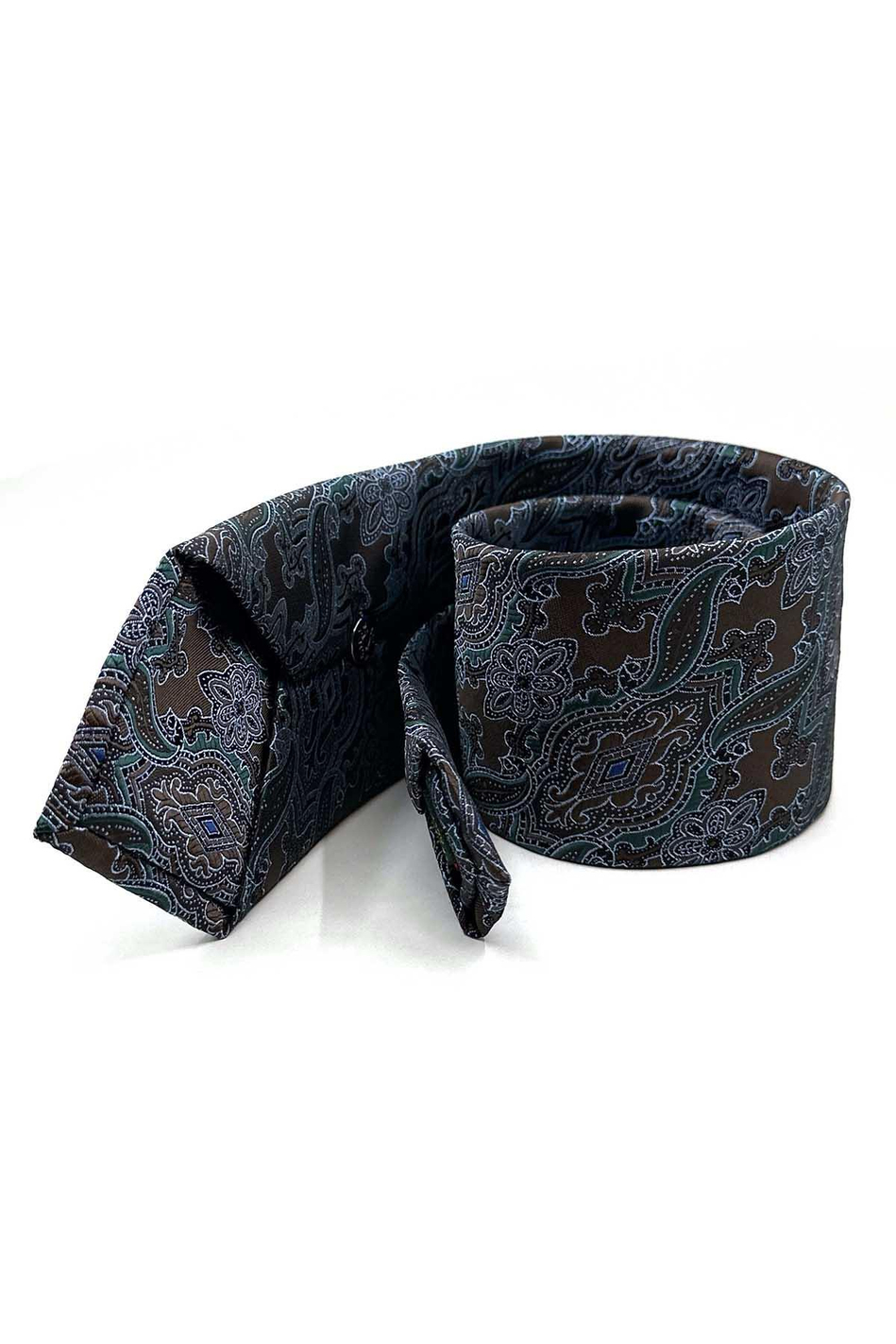 Kahverengi Şal Desen Mendilli Klasik Kravat KK12863