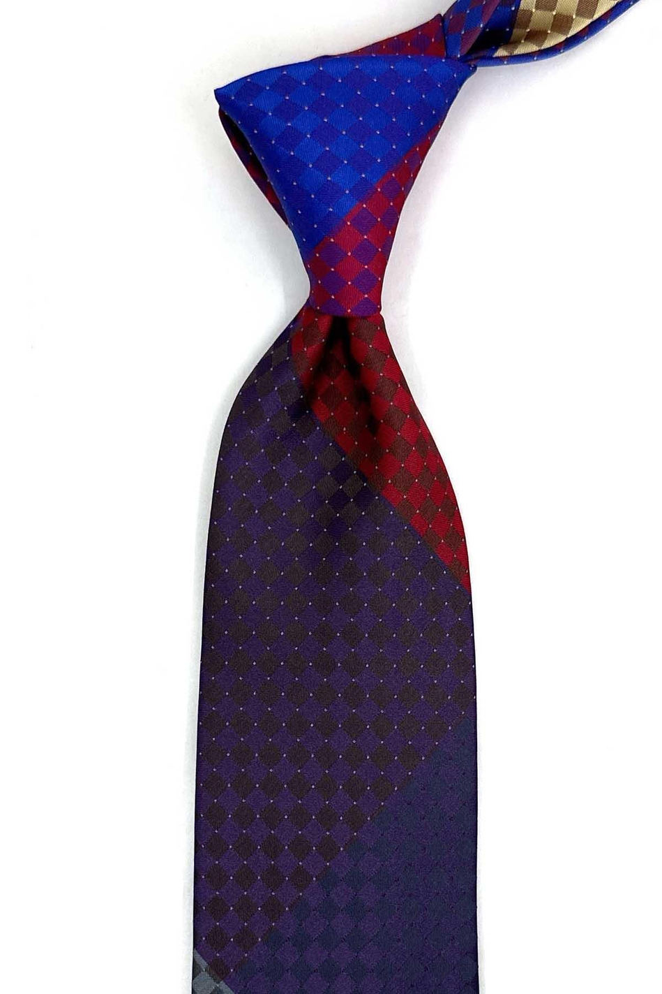 Kare Desen Çok Renkli Patchwork Klasik Kravat KK13407