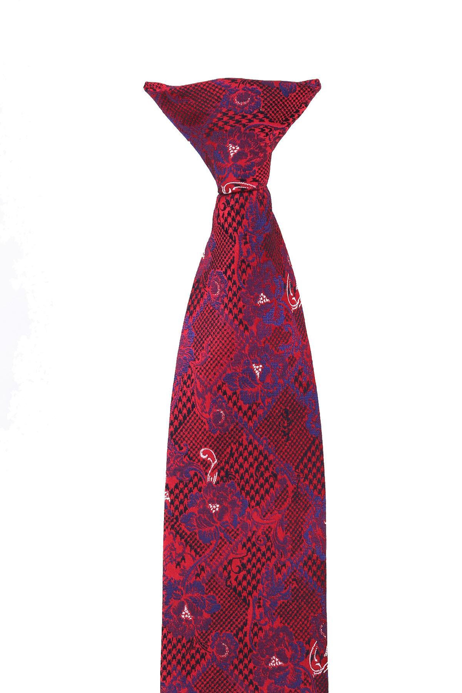 Kırmızı Çiçek Desen Klipsli Kravat KLP368