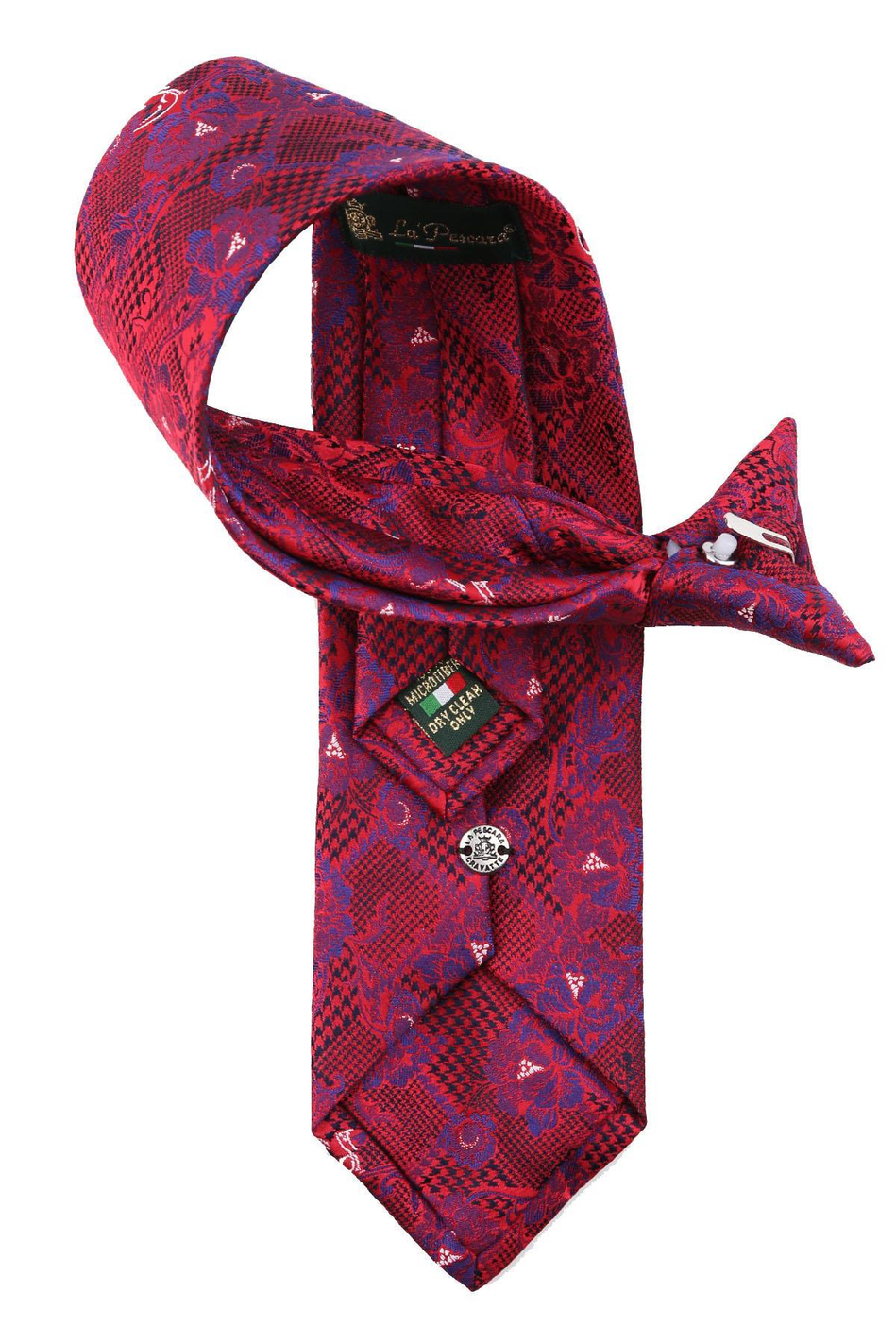 Kırmızı Çiçek Desen Klipsli Kravat KLP368