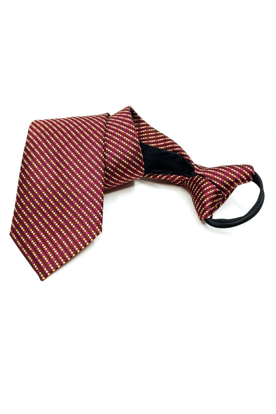 Kırmızı Çizgi Desen Mendilli Fermuarlı Kravat FRMR02