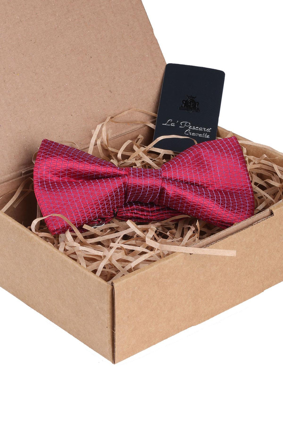 Kırmızı Kendinden Desen Papyon P696