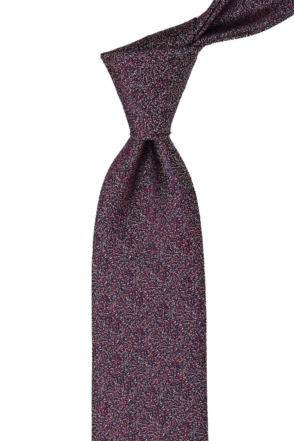 Kırmızı - Lacivert Kum Desen Mendilli Klasik Kravat KK10428