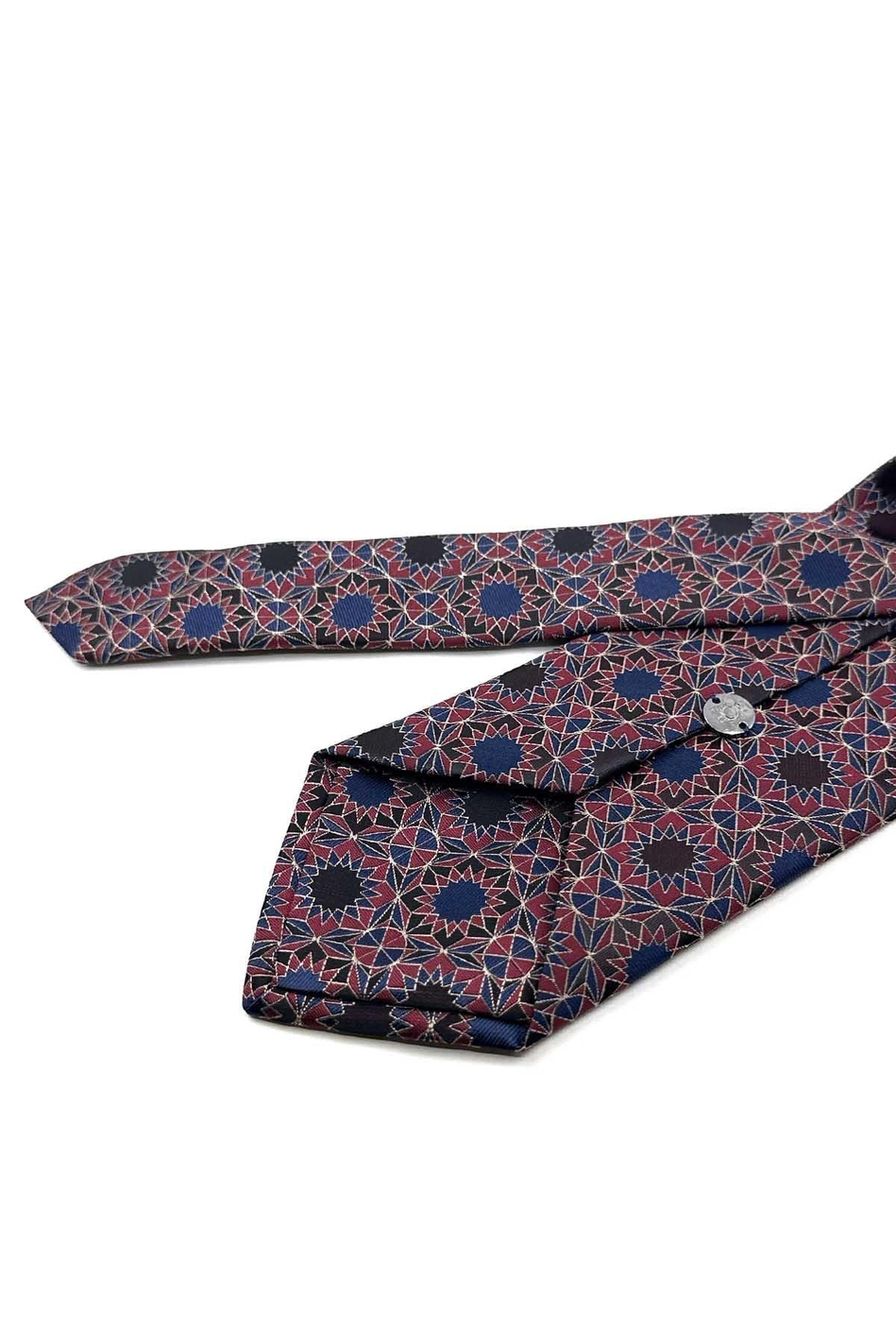 Kırmızı Lacivert Motif Desen Mendilli Klasik Kravat KK13911