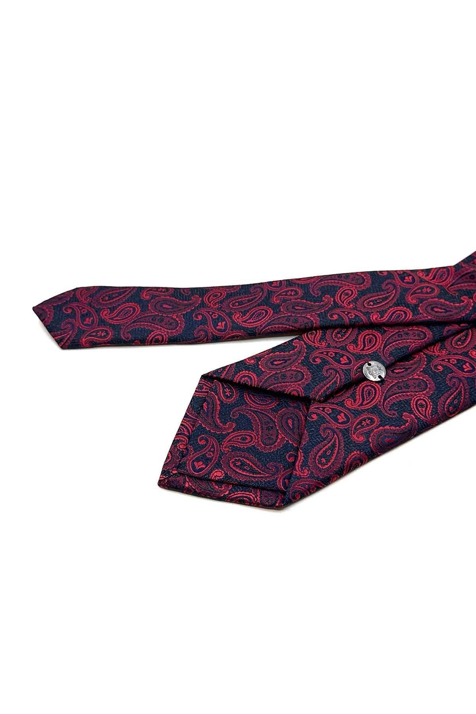Kırmızı - Lacivert Şal Desen Mendilli Klasik Kravat KK12874