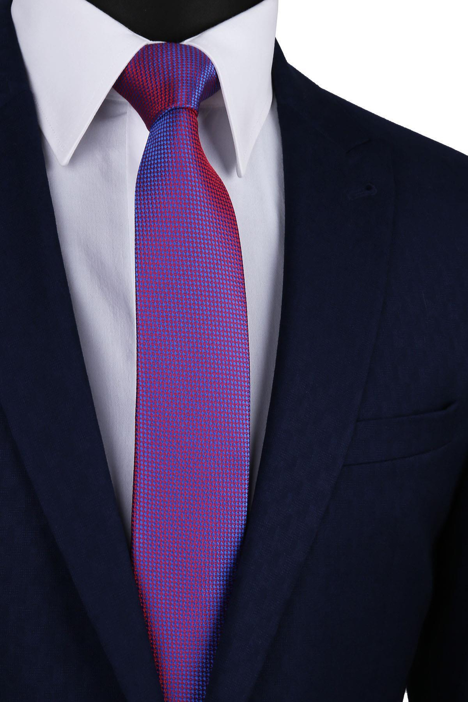 Kırmızı - Mavi Nokta Desen Slim Kravat SK7336