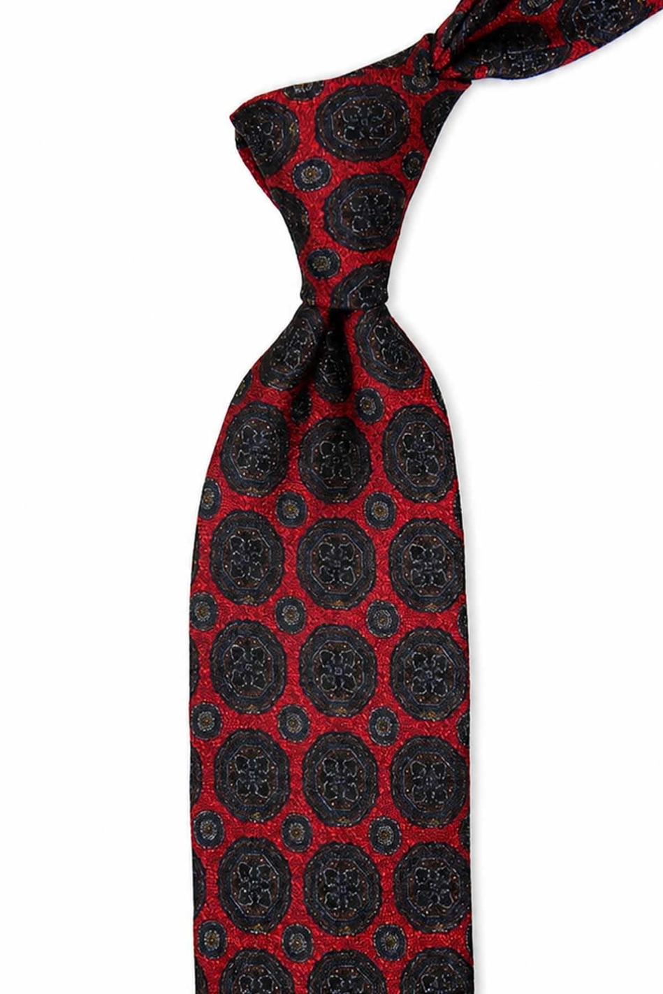 Kırmızı Motif Desen İtalyan İpek Kravat İK2498