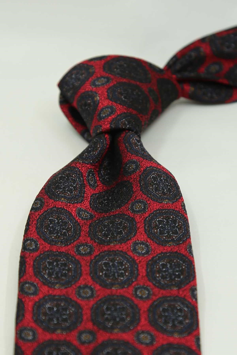 Kırmızı Motif Desen İtalyan İpek Kravat İK2498