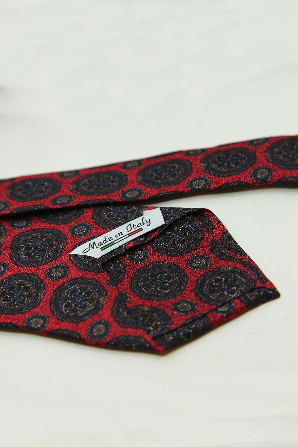 Kırmızı Motif Desen İtalyan İpek Kravat İK2498