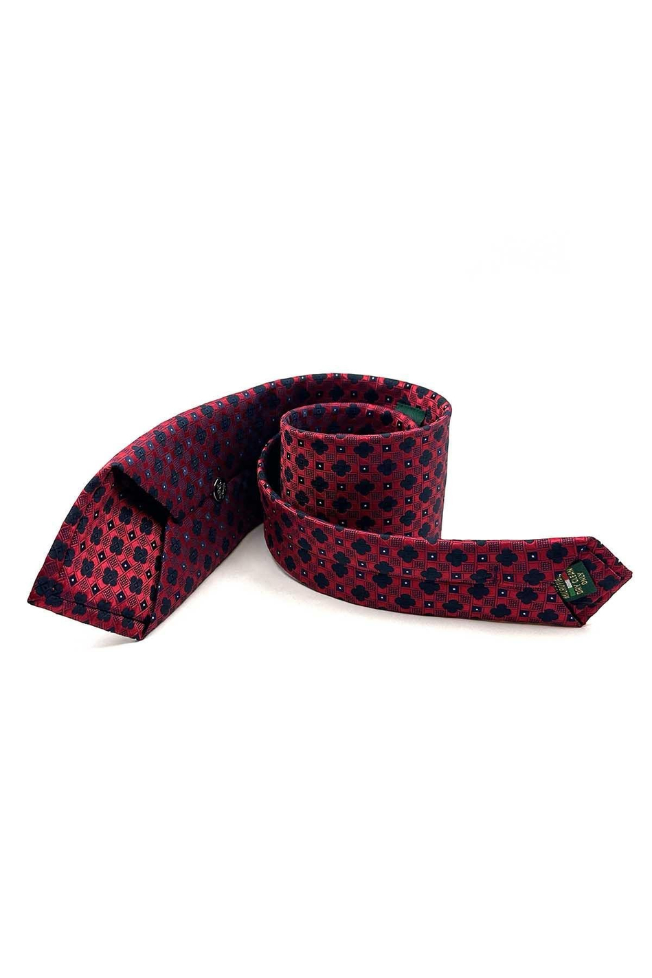Kırmızı Motif Desen Mendilli Klasik Kravat KK13040