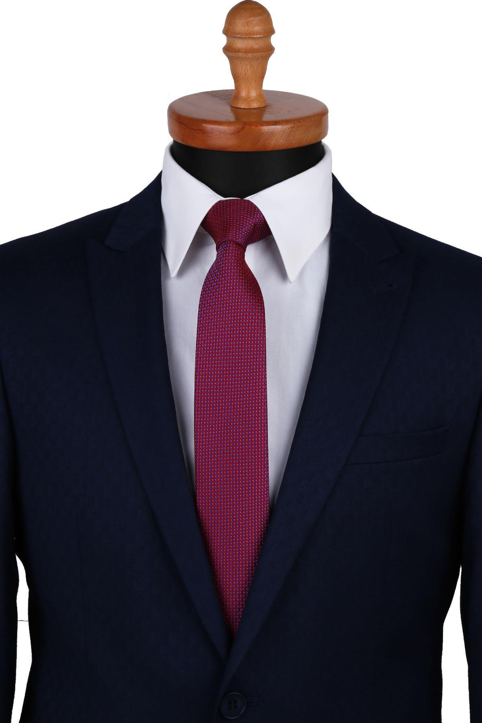 Kırmızı Nokta Desen Slim Kravat SK7333