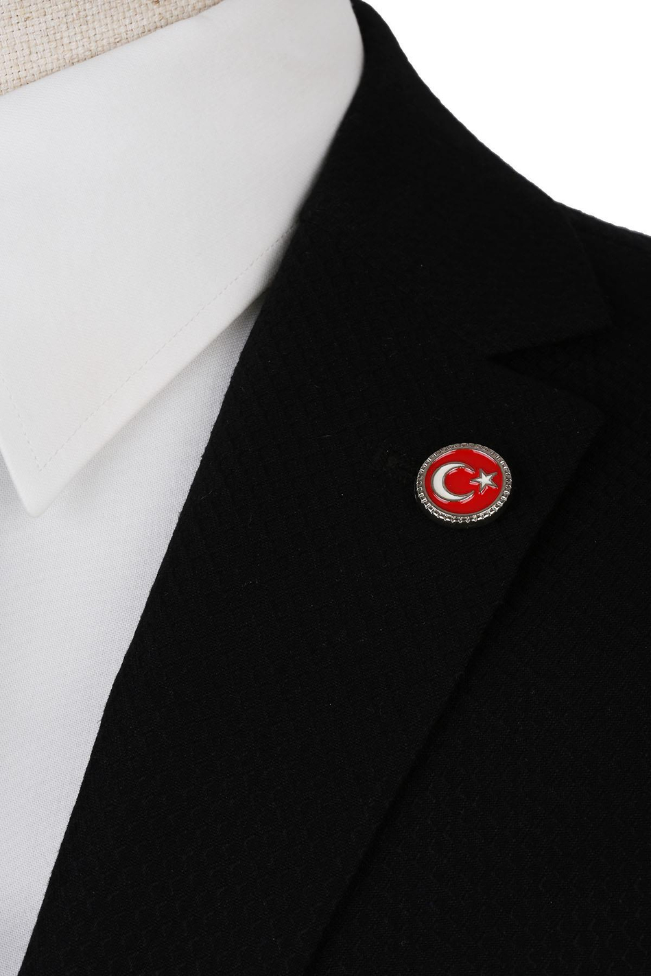Kırmızı Renk Ay Yıldız Yaka İğnesi YI265