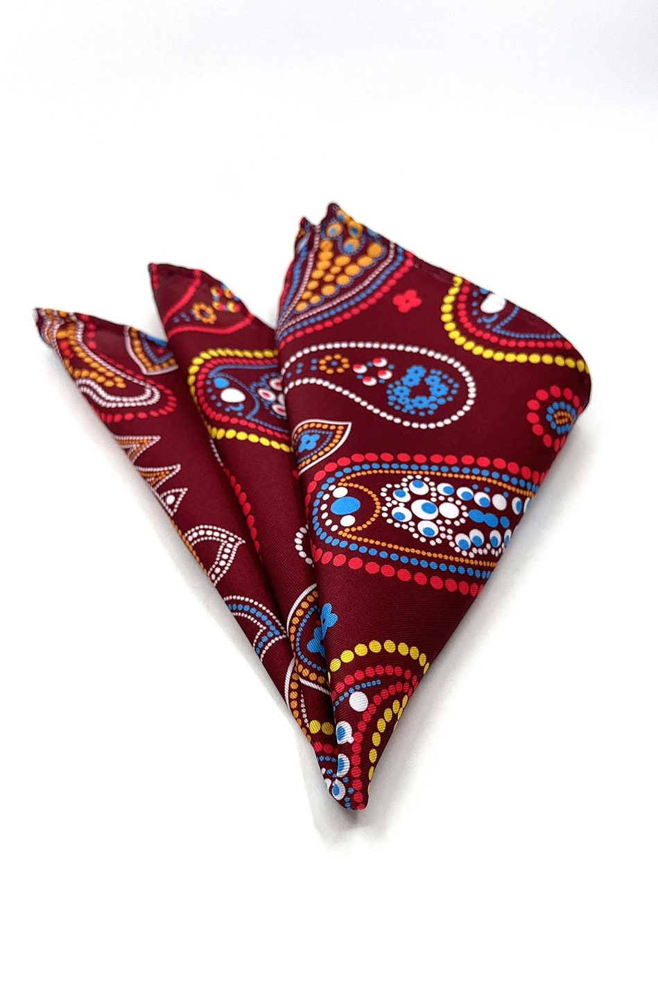 Kırmızı Şal Desen Erkek Cep Mendili SPS562-21