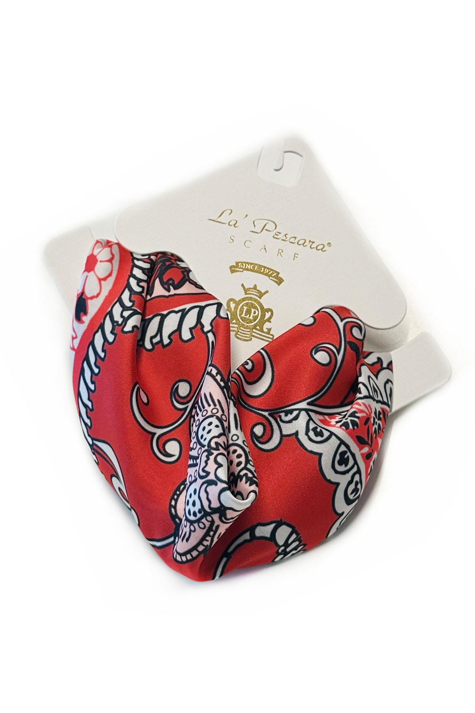 Kırmızı Şal Desen Fular Bandana 55-55 cm KDNF23