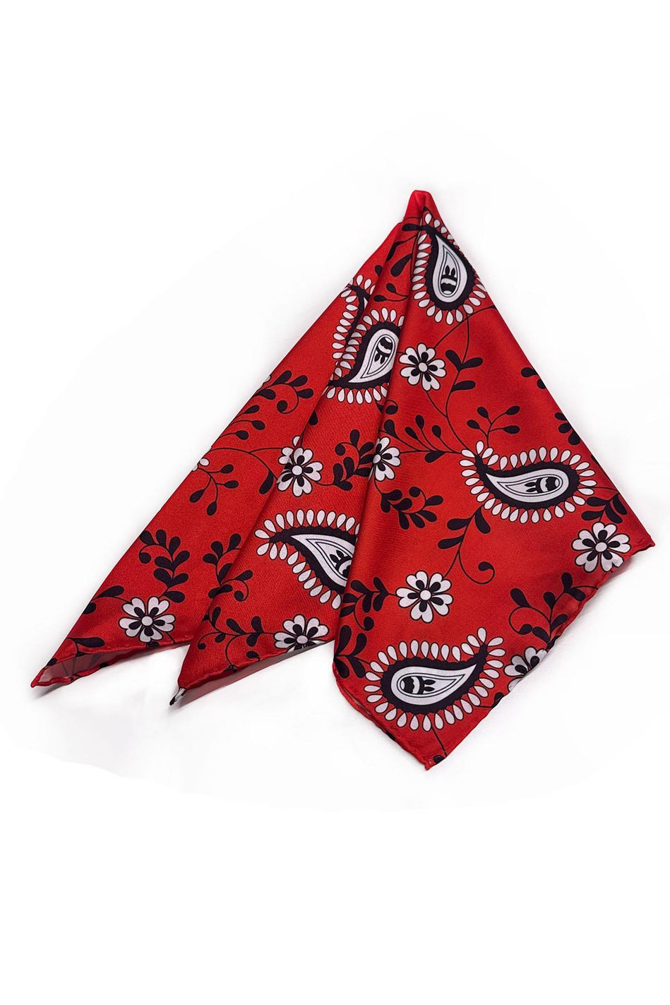 Kırmızı Şal Desen Fular Bandana 55-55 cm KDNF16