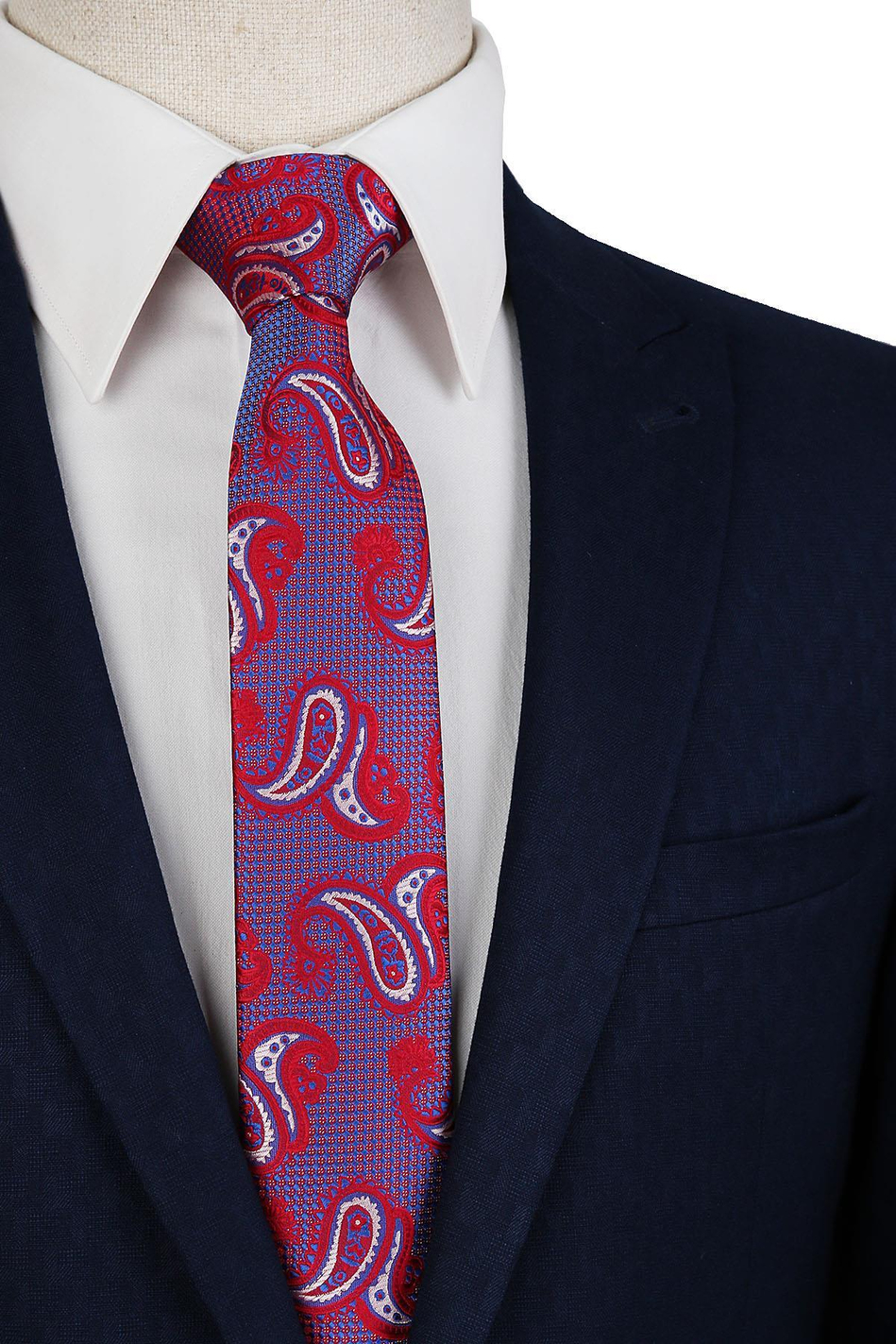 Kırmızı Şal Desen Slim Kravat SK6699
