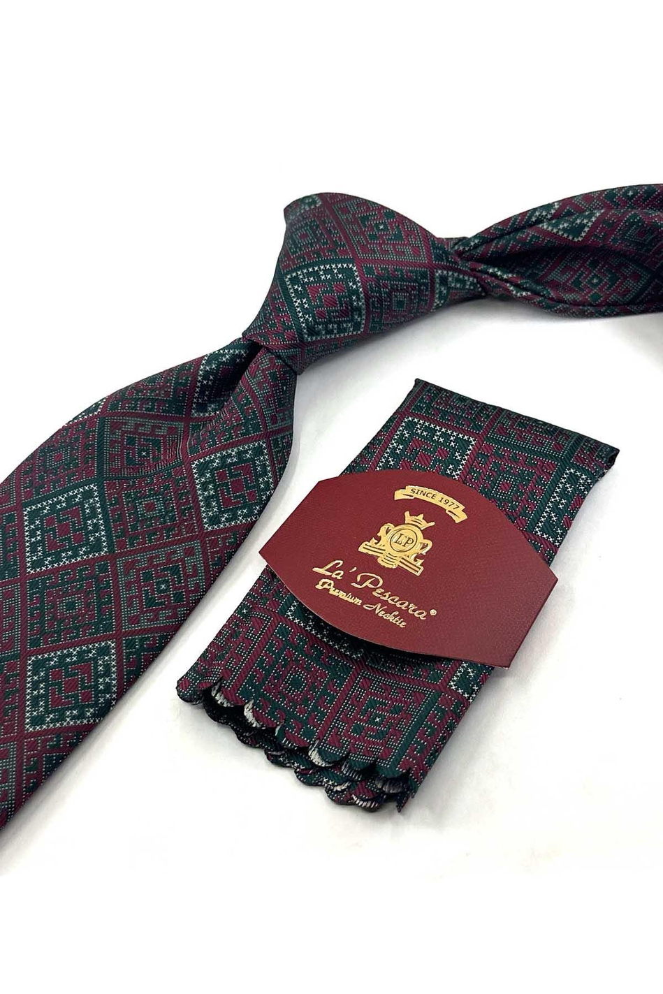Kırmızı Yeşil Motif Kravat PRM150