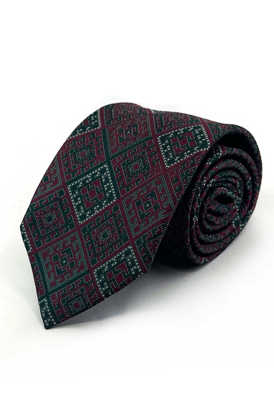 Kırmızı Yeşil Motif Kravat PRM150