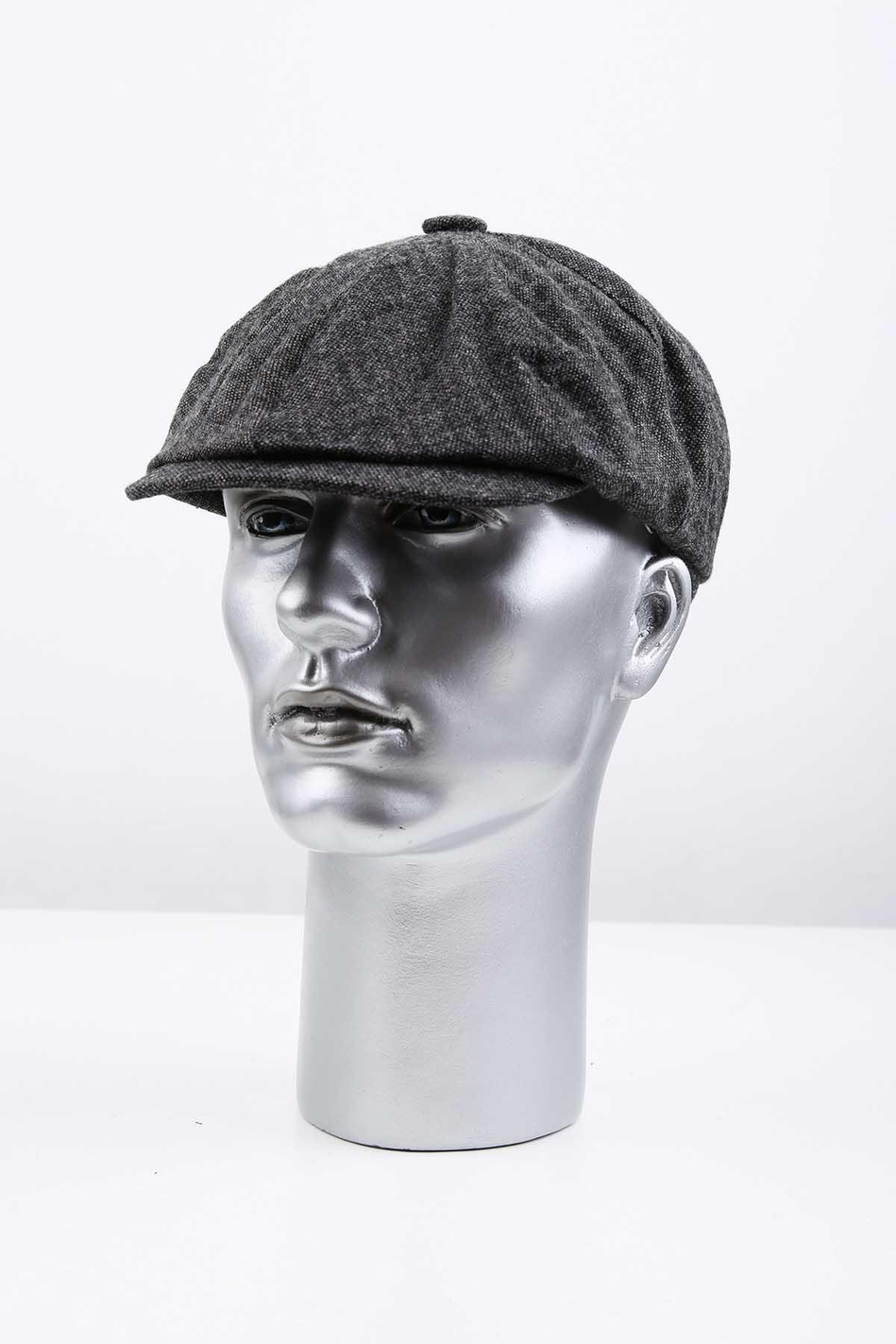 Koyu Gri Düz Yün Erkek Kasket Şapka KST89