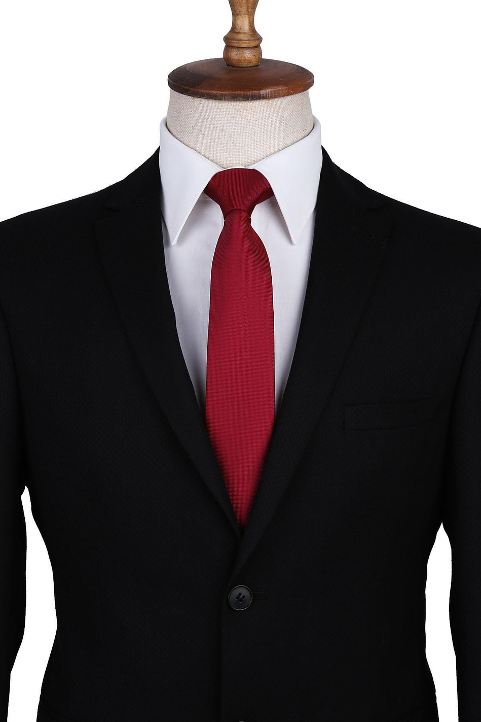 Koyu Kırmızı Nokta Desen Slim Kravat SK7588