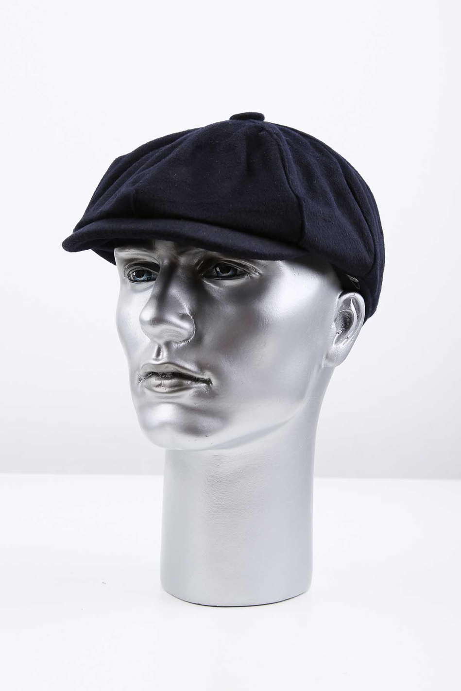 Koyu Lacivert Düz Yün Erkek Kasket Şapka KST83