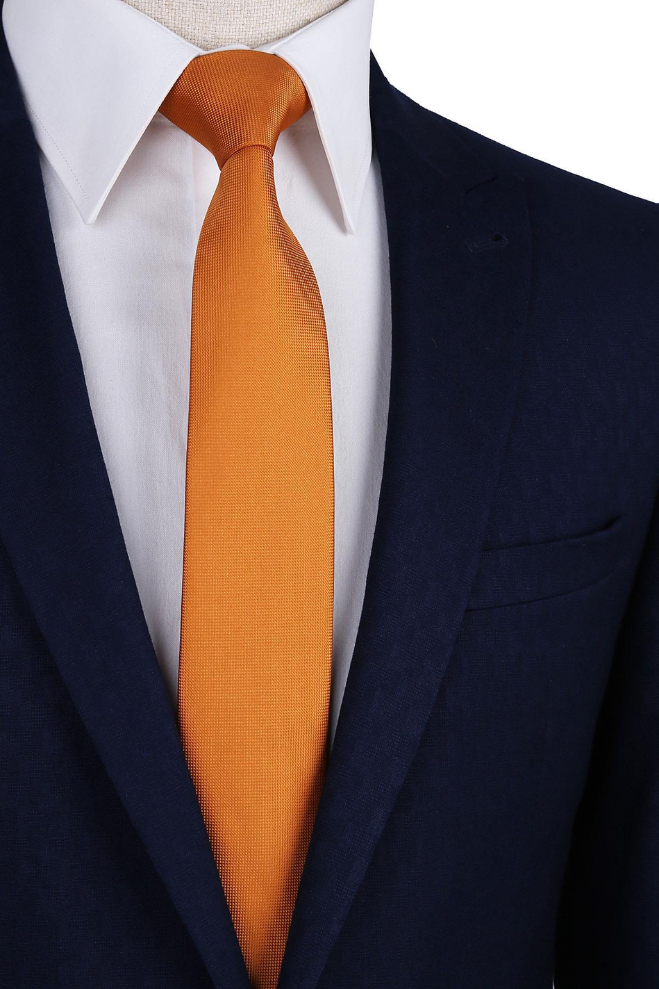 Koyu Sarı Nokta Desen Slim Kravat SK7595