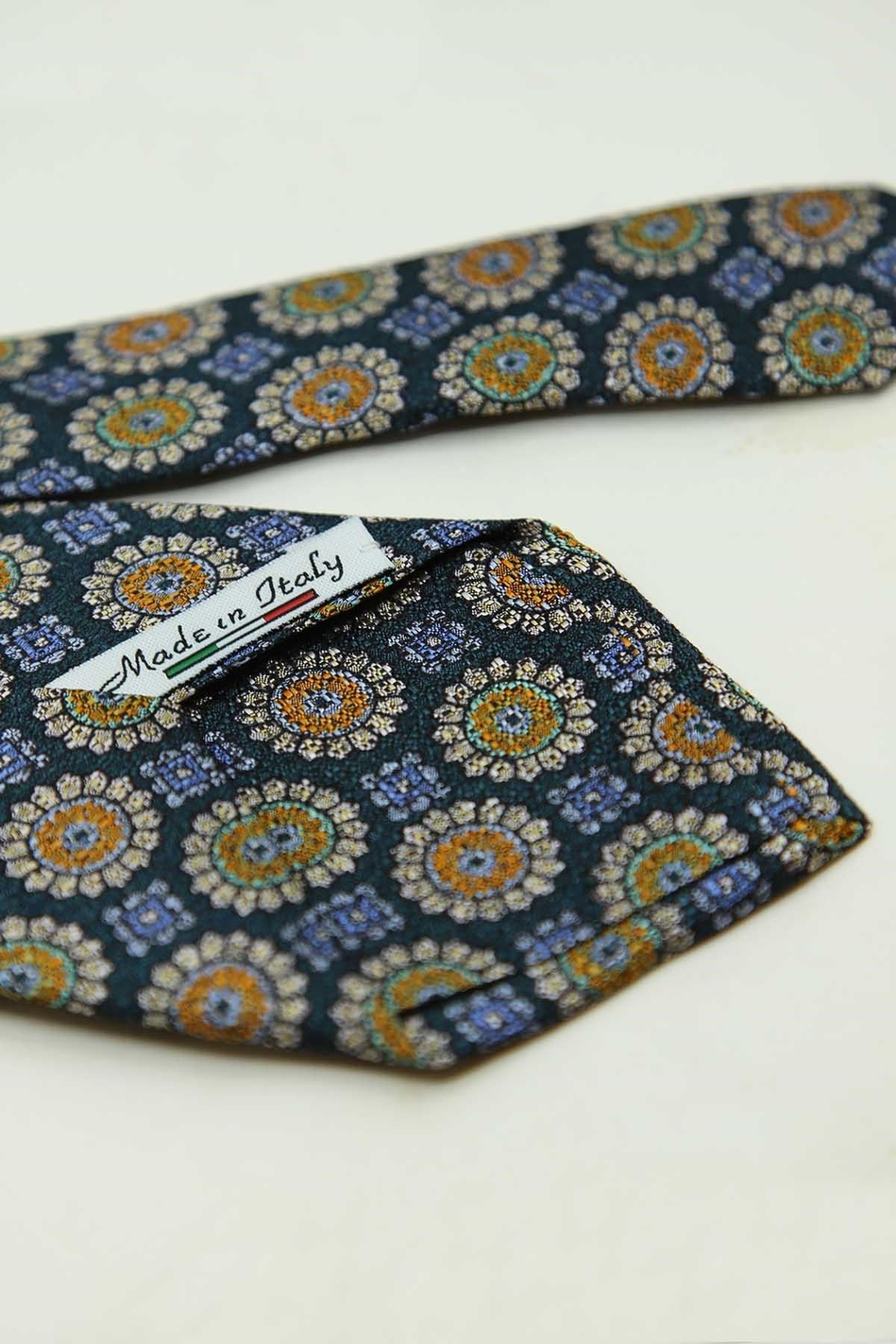 Koyu Yeşil Motif Desen İtalyan İpek Kravat İK2500