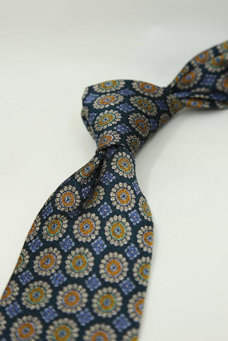 Koyu Yeşil Motif Desen İtalyan İpek Kravat İK2500