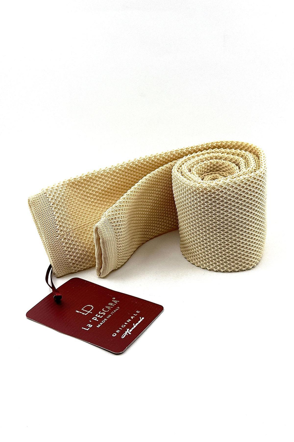 Krem Düz Örgü Kravat ÖR8351