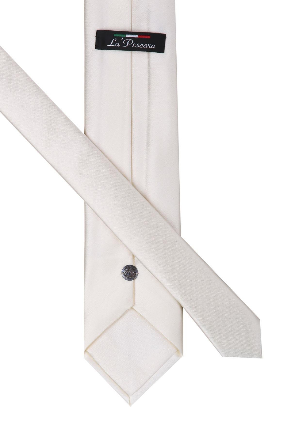 Krem Mendilli Düz Saten Kravat 1122