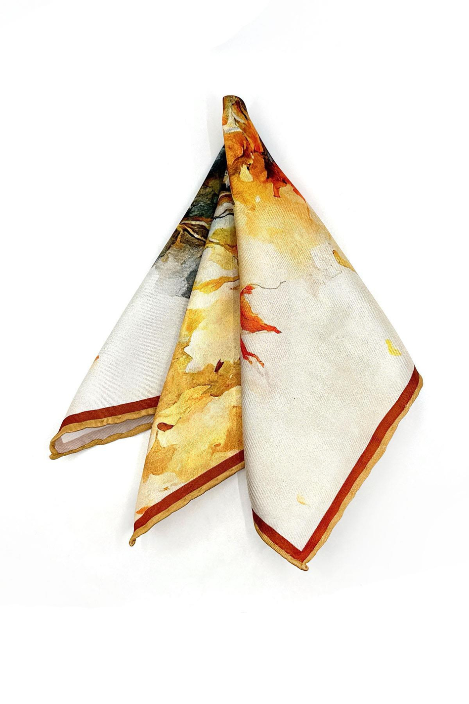 Krem Renk Sonbahar Motifli Erkek Cep Mendili SPS529-33