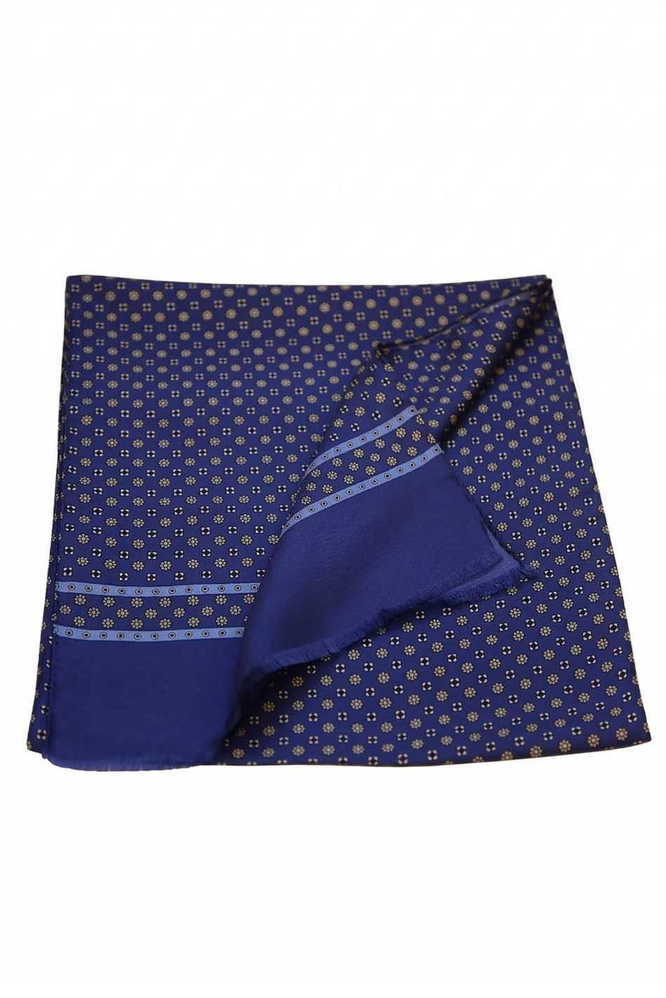 Küçük Desen Mavi İtalyan İpek Ascot Kravat SAC09