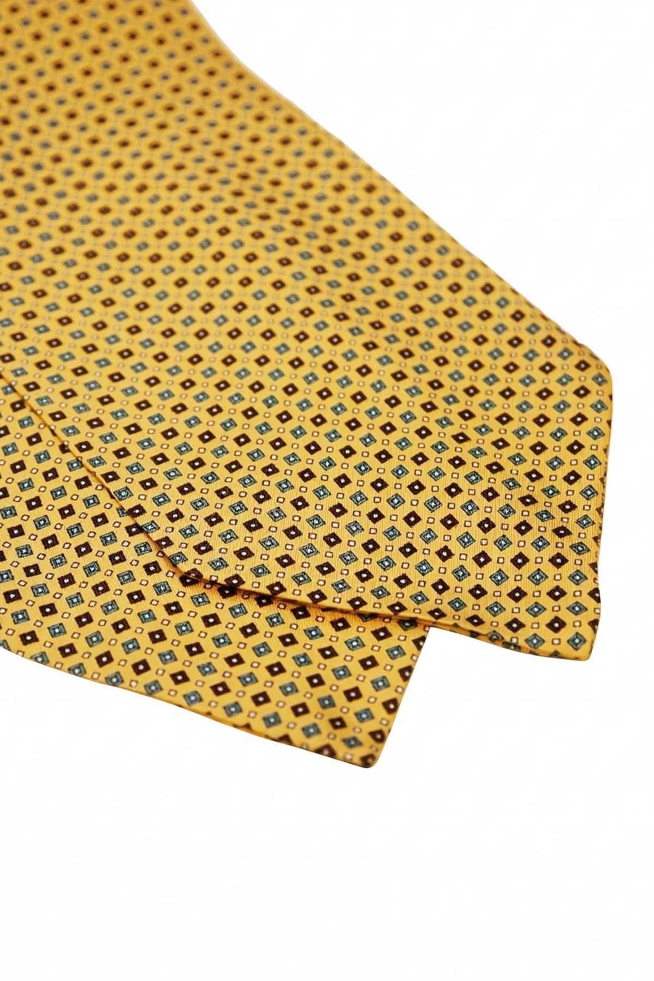 Küçük Desen Sarı İtalyan İpek Ascot Kravat SAC15