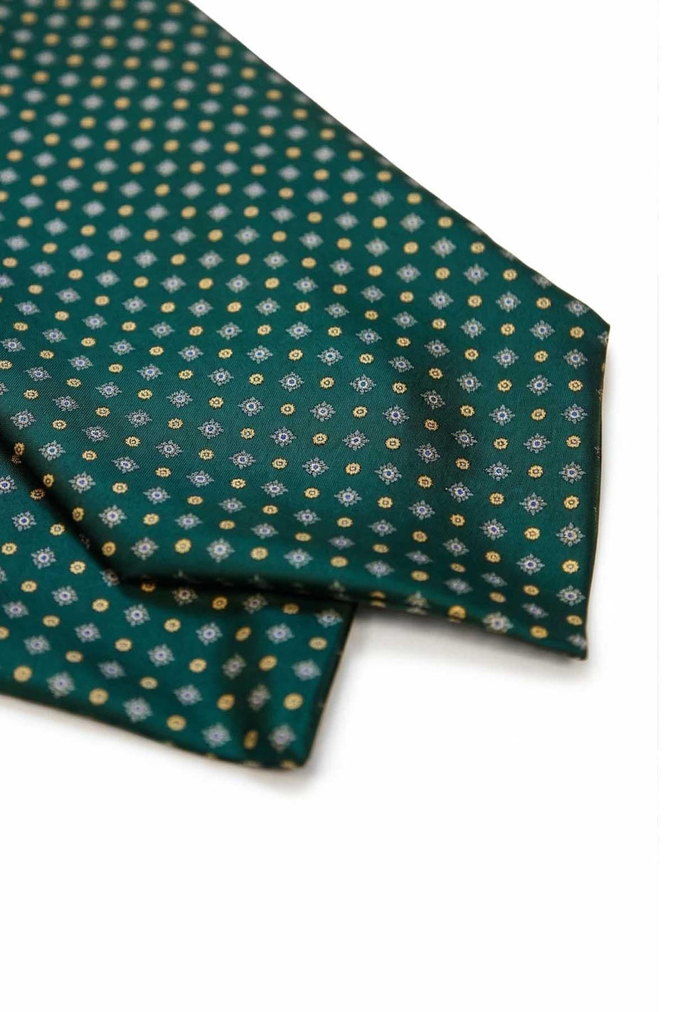 Küçük Desen Yeşil İtalyan İpek Ascot Kravat SAC54