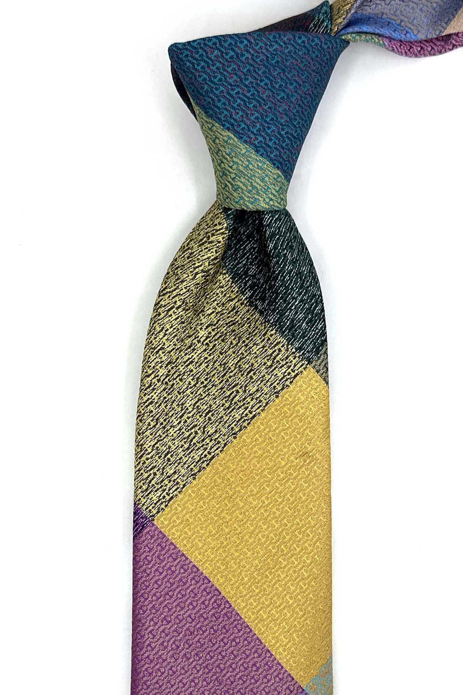 Kum Desen Çok Renkli Patchwork Klasik Kravat KK13379