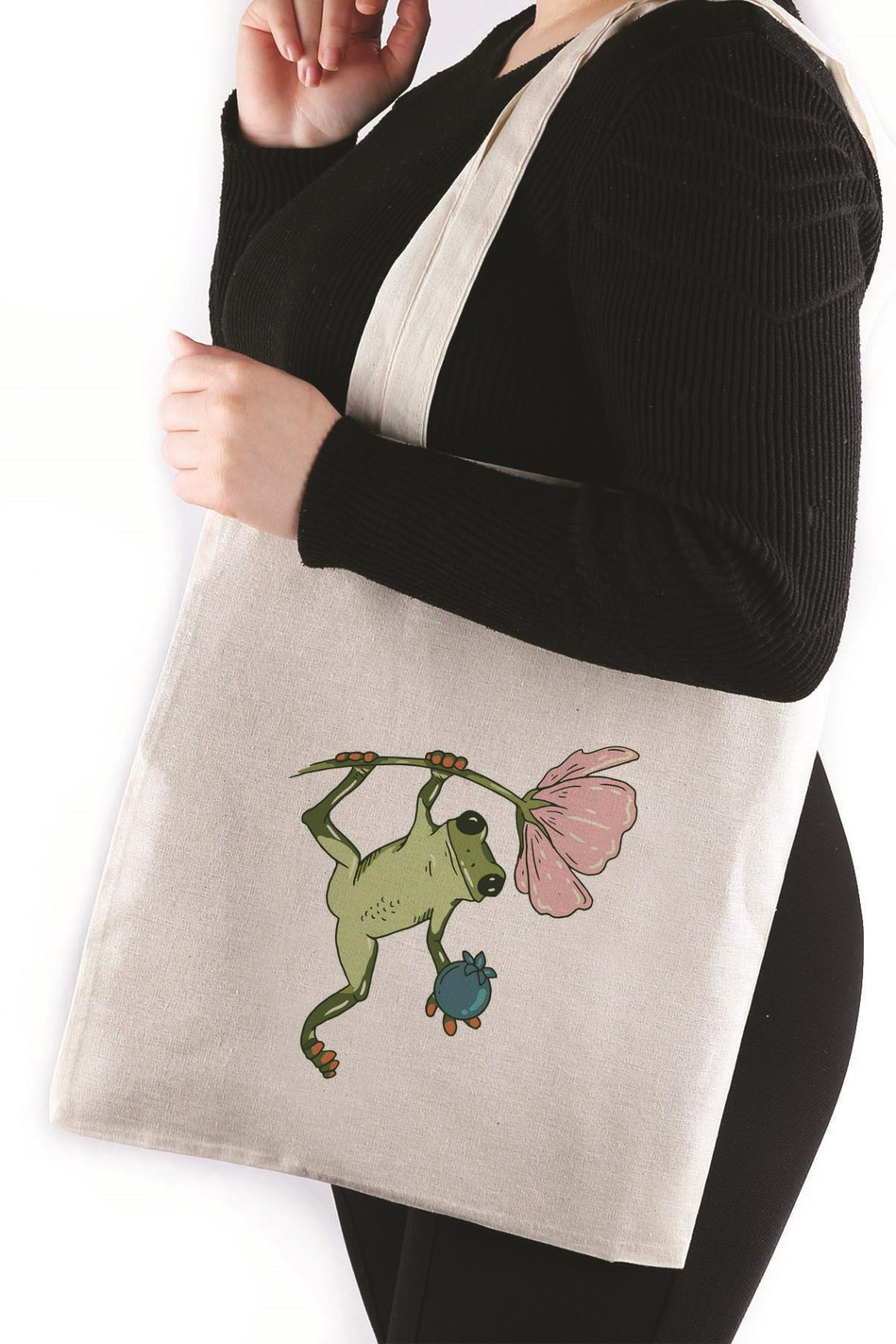 Kurbağa Motif Bez Çanta 35*40 Tote Bag TOT77