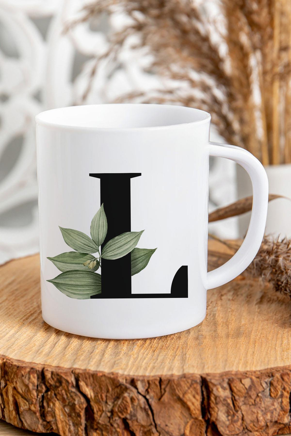 L Harfli Baş Harf Baskılı Kupa Bardak