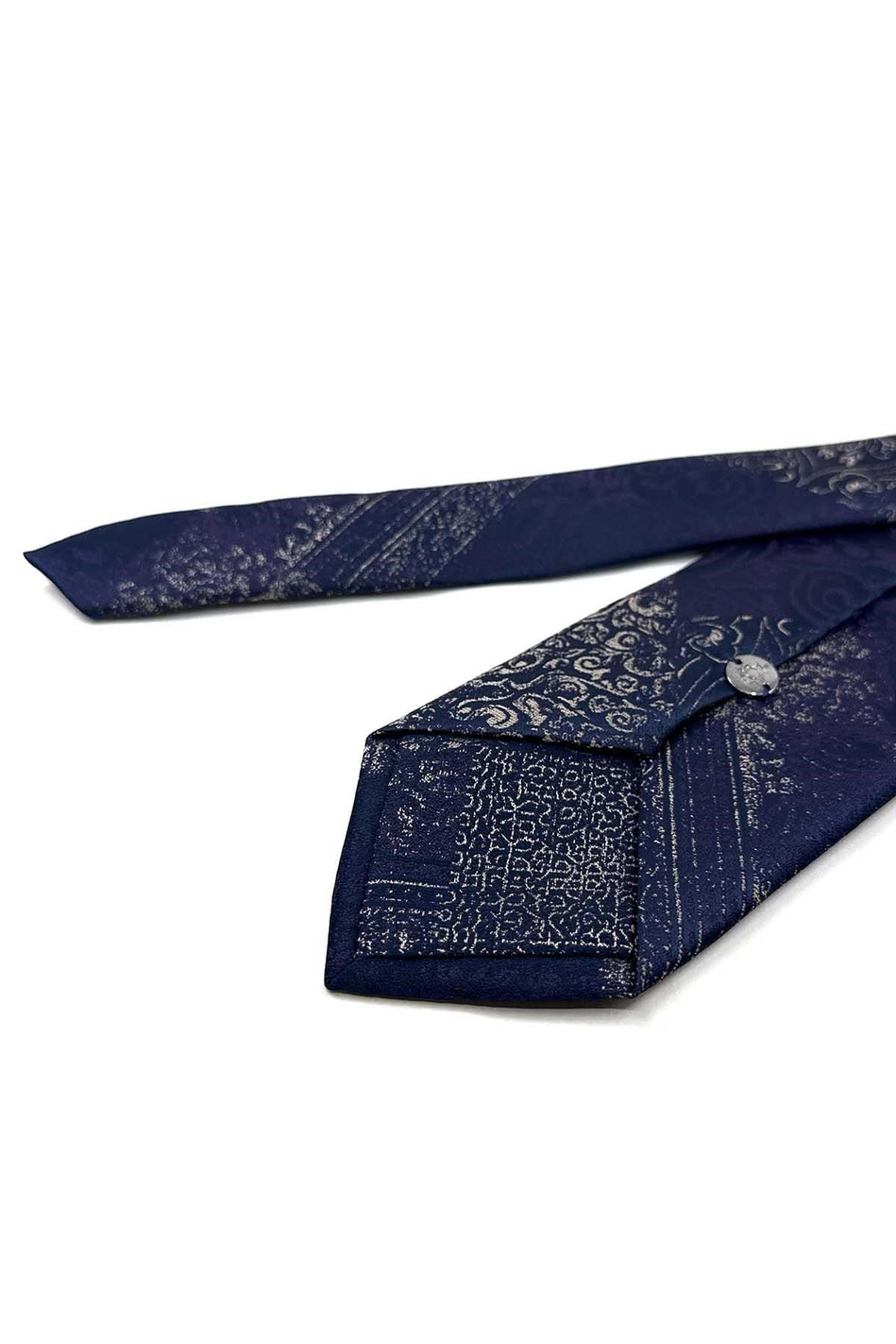 Lacivert Bej Motif Desen Mendilli Klasik Kravat KK13967
