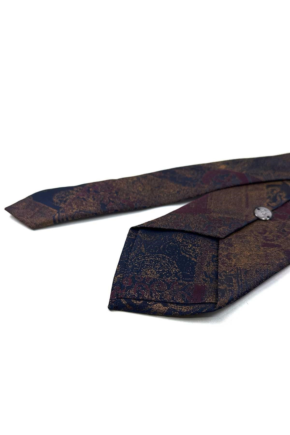 Lacivert Bordo Gold Motif Desen Mendilli Klasik Kravat KK13966